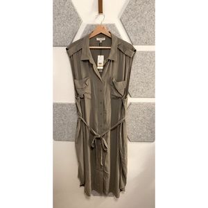 3X NWT Habitual Button Up Tie Army Fall Green Dress Plus Size Curvy